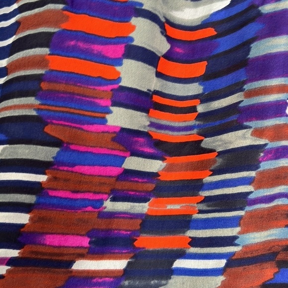 Dolce Vita Multicolor Brush Stroke Print‎ Silk Blouse - Picture 5 of 11